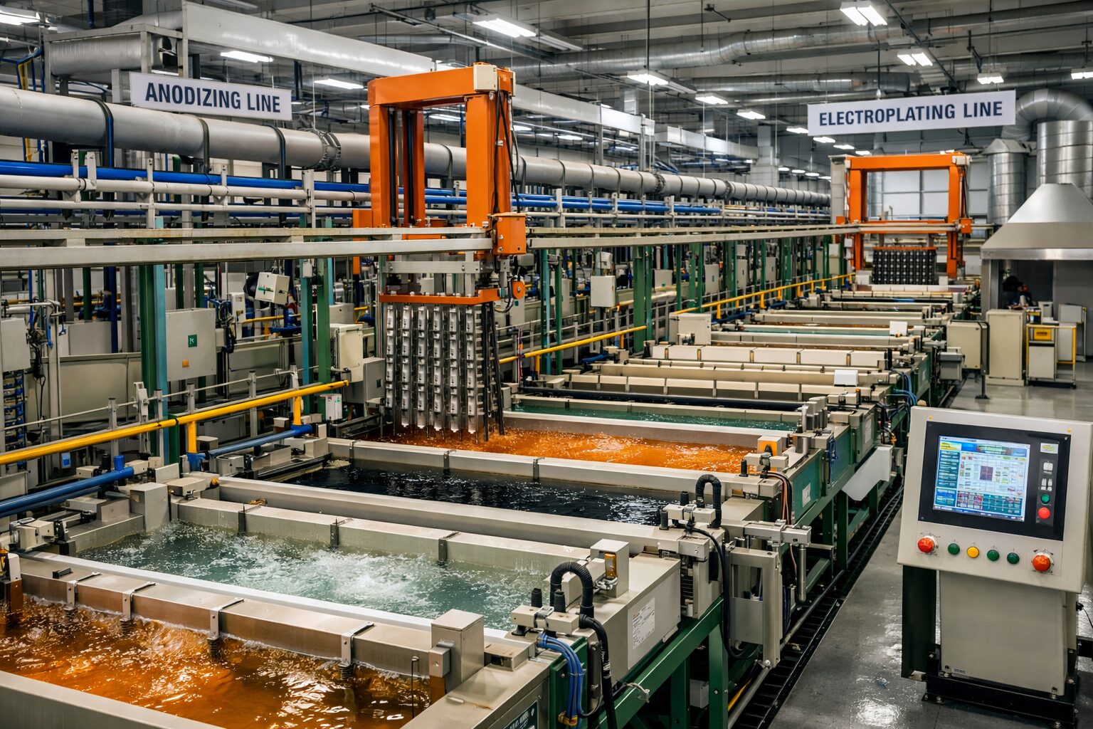 Anodizing and electroplating process line